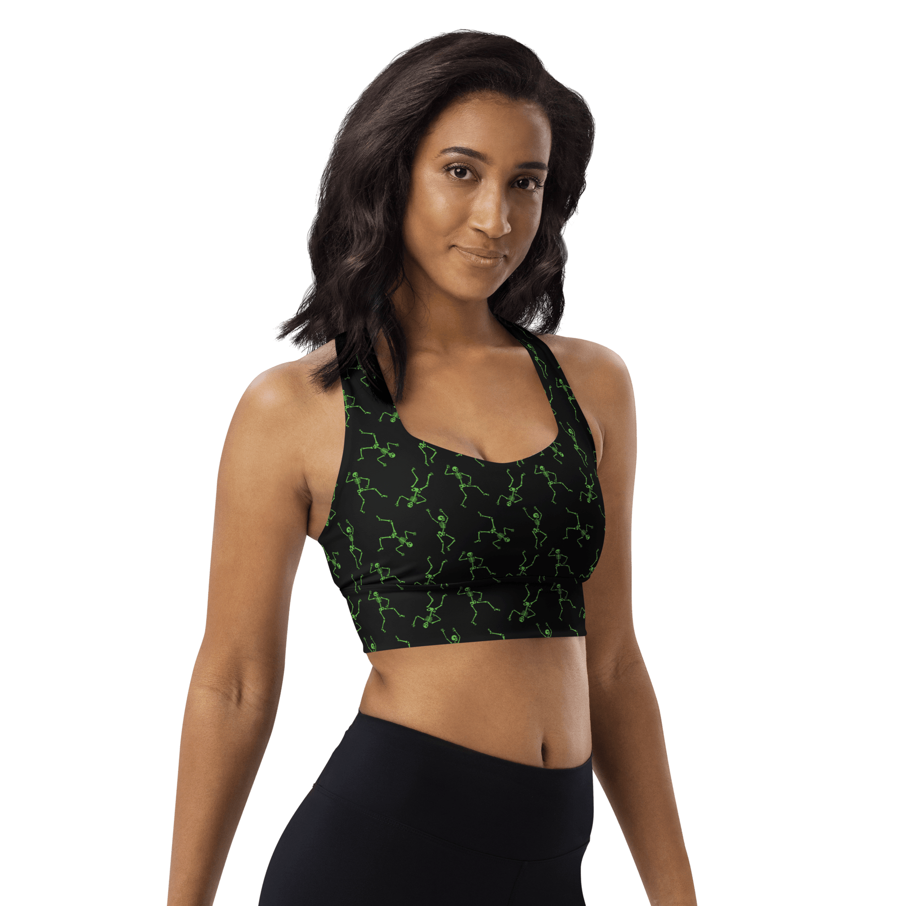 Skeleton Rave Longline Sports Bra - Goth Cloth Co.8750443_12290