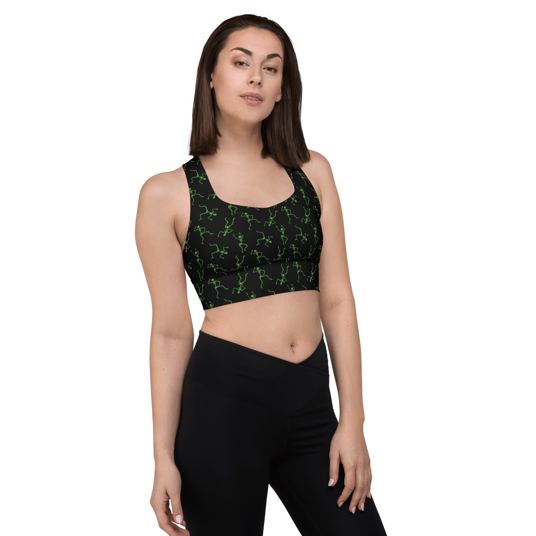 Skeleton Rave Longline Sports Bra - Goth Cloth Co.8750443_12290