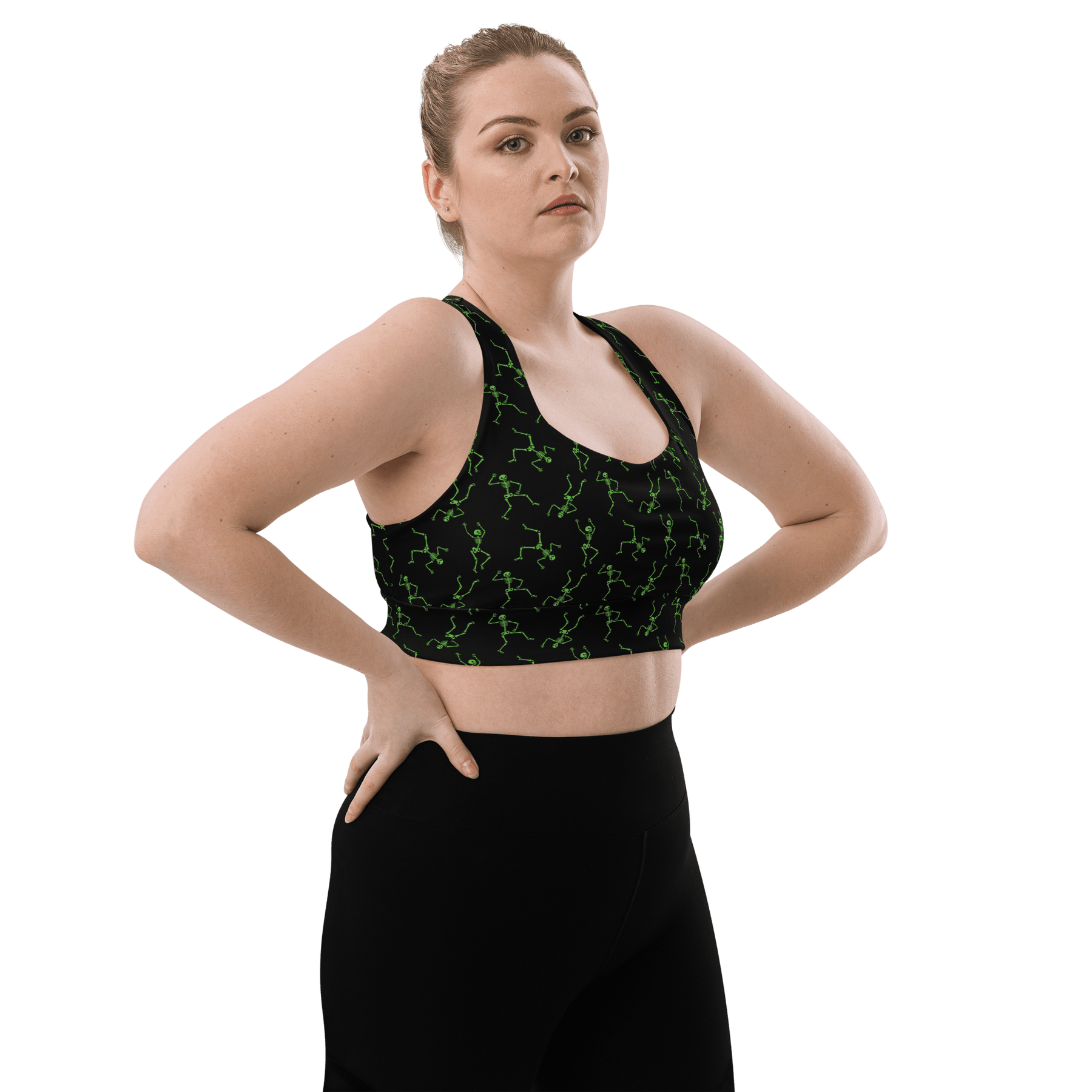 Skeleton Rave Longline Sports Bra - Goth Cloth Co.8750443_12290