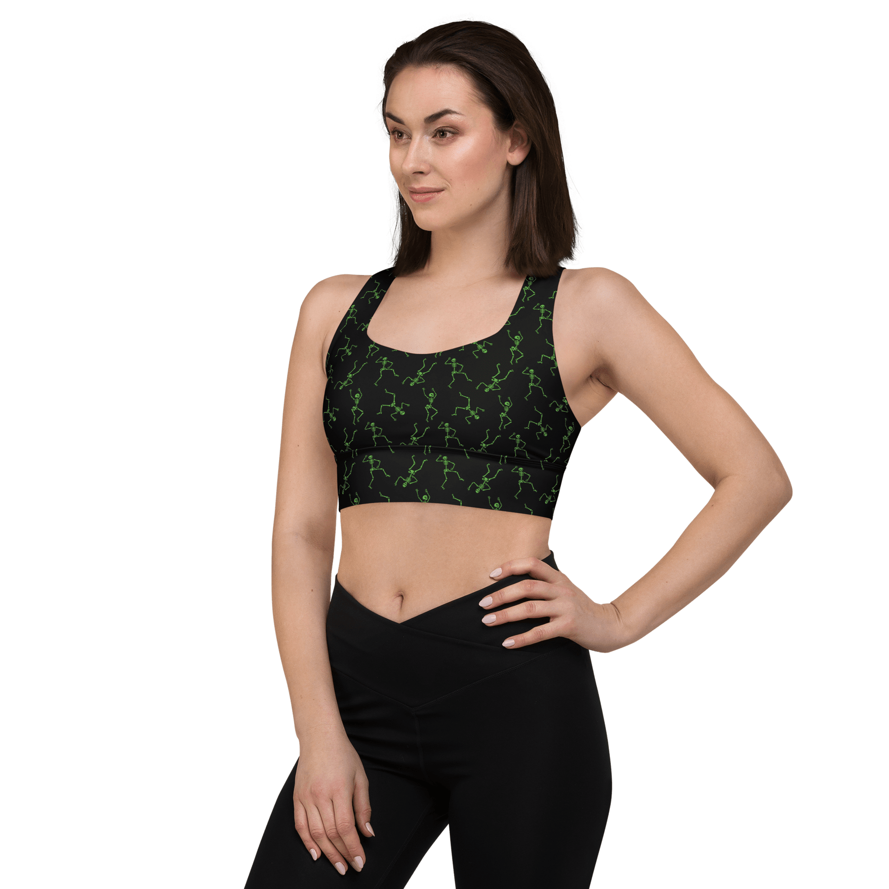 Skeleton Rave Longline Sports Bra - Goth Cloth Co.8750443_12290