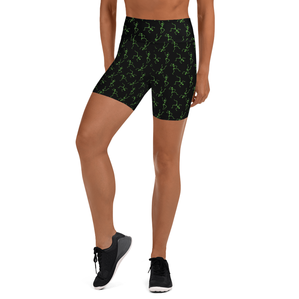 Skeleton Rave Yoga Shorts - Goth Cloth Co.1631830_9079