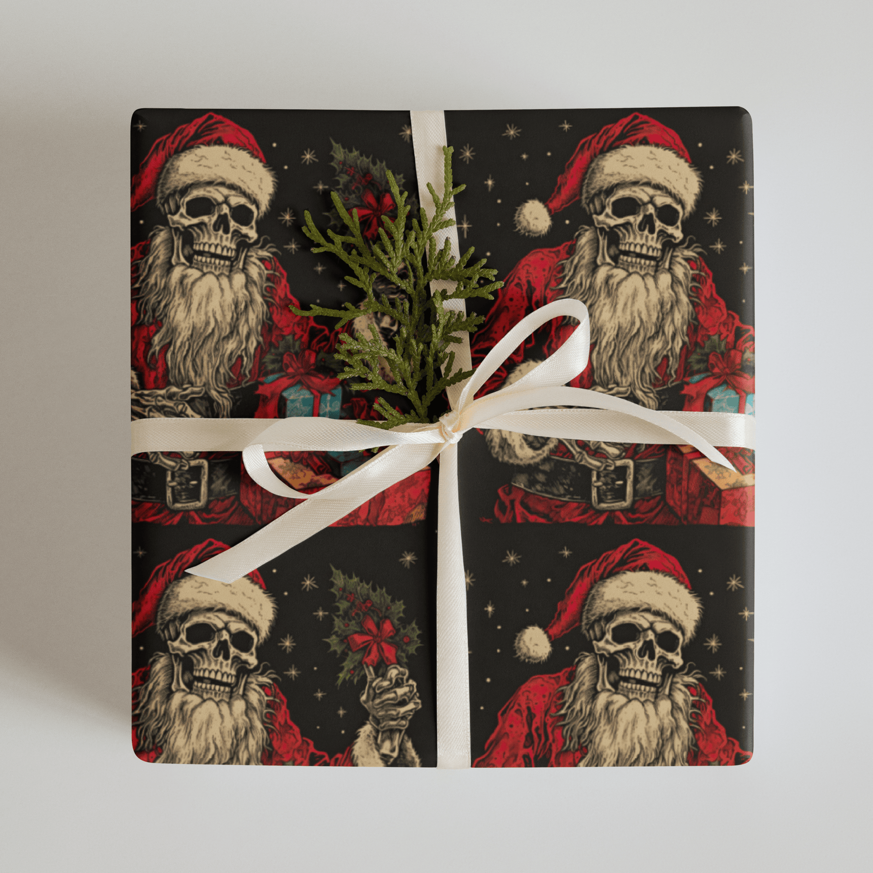 Skeleton Santa Gift Wrap (3 Sheets) - Goth Cloth Co.7941707_17373