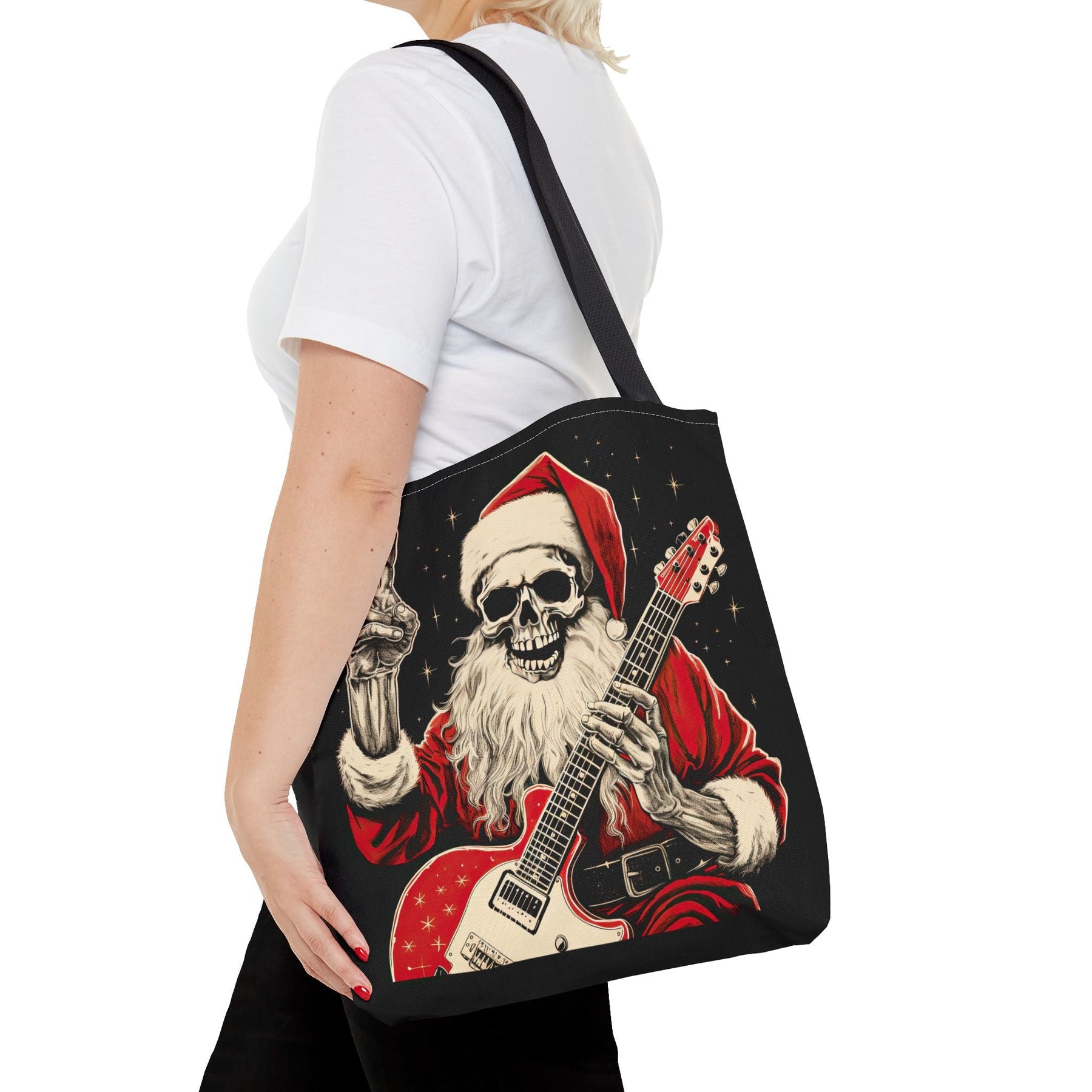 Skeleton Santa Guitar Rock Reusable Gift Bag Tote - Goth Cloth Co.Bags27349135720825501535