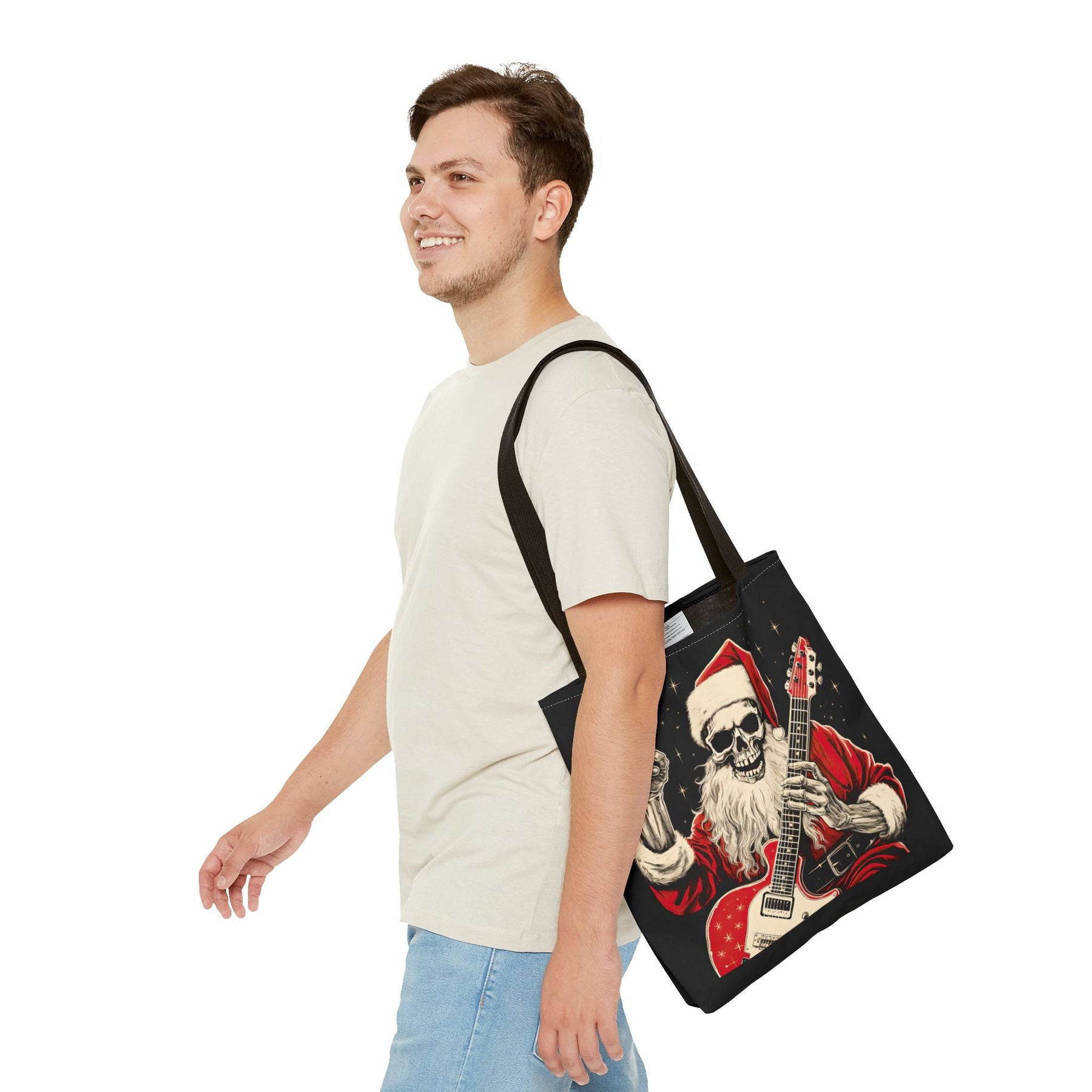 Skeleton Santa Guitar Rock Reusable Gift Bag Tote - Goth Cloth Co.Bags27349135720825501535