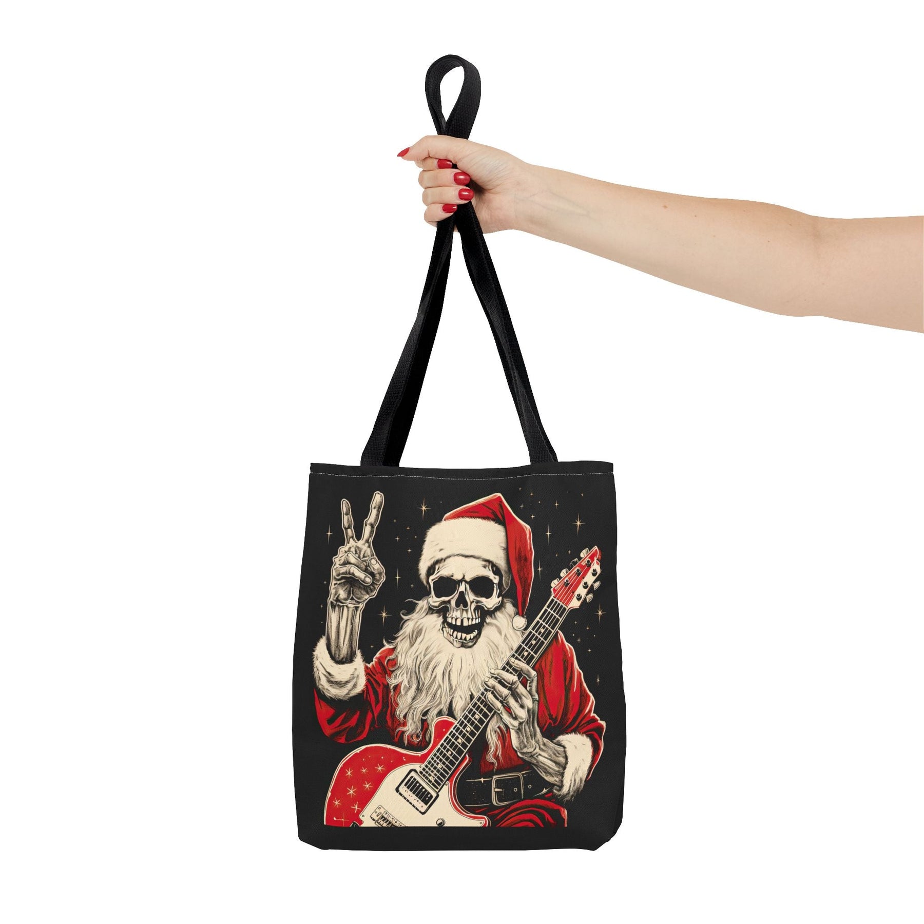 Skeleton Santa Guitar Rock Reusable Gift Bag Tote - Goth Cloth Co.Bags27349135720825501535