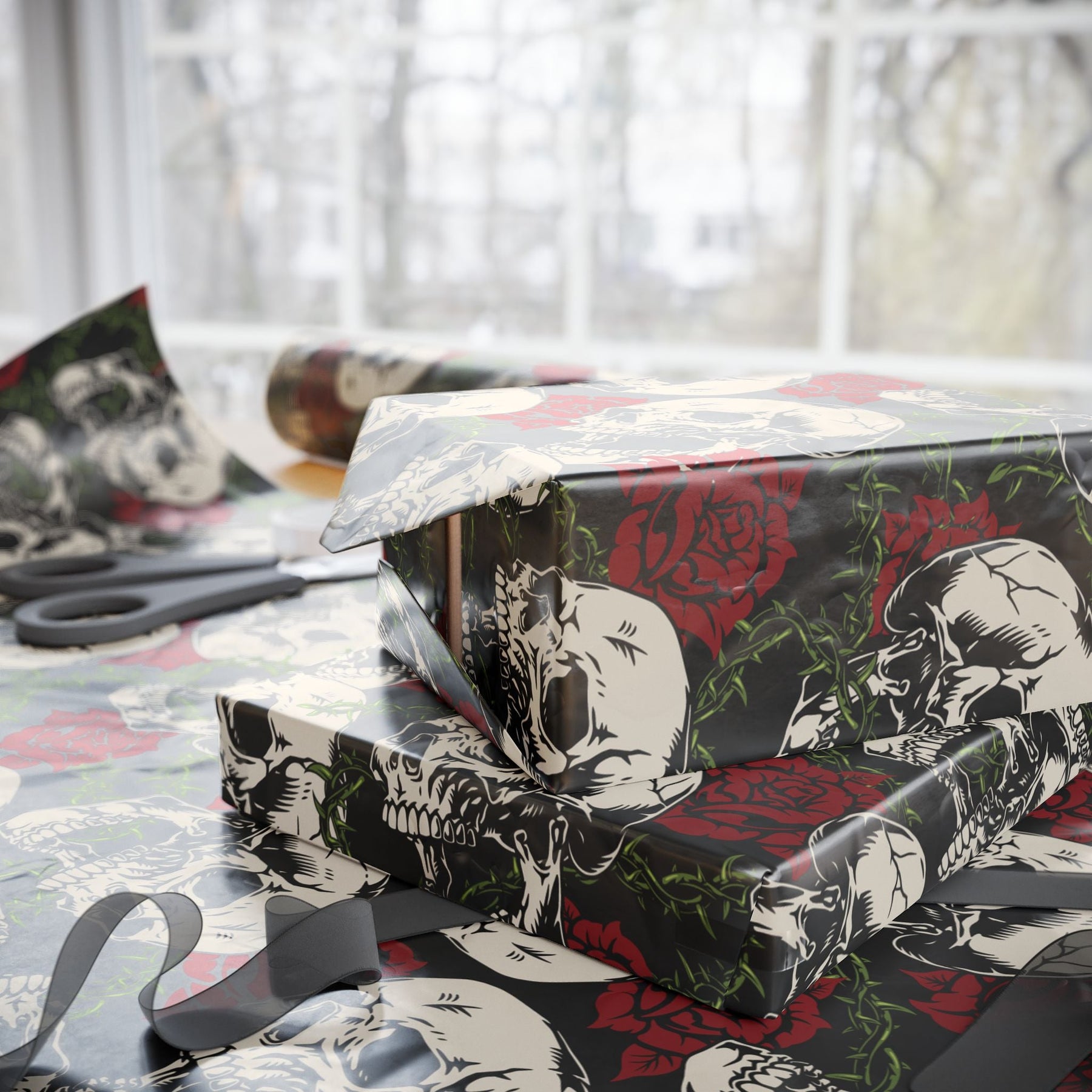 Skull and Thorn Gift Wrap Paper - Goth Cloth Co.Home Decor19896283340221028355