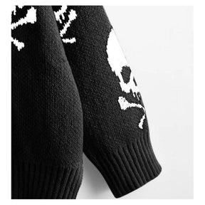 Skull n' Crossbones V - Neck Women's Sweater (Ready to Ship) - Goth Cloth Co.