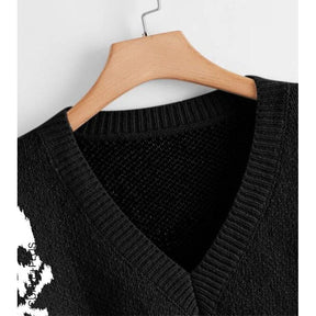 Skull n' Crossbones V - Neck Women's Sweater (Ready to Ship) - Goth Cloth Co.