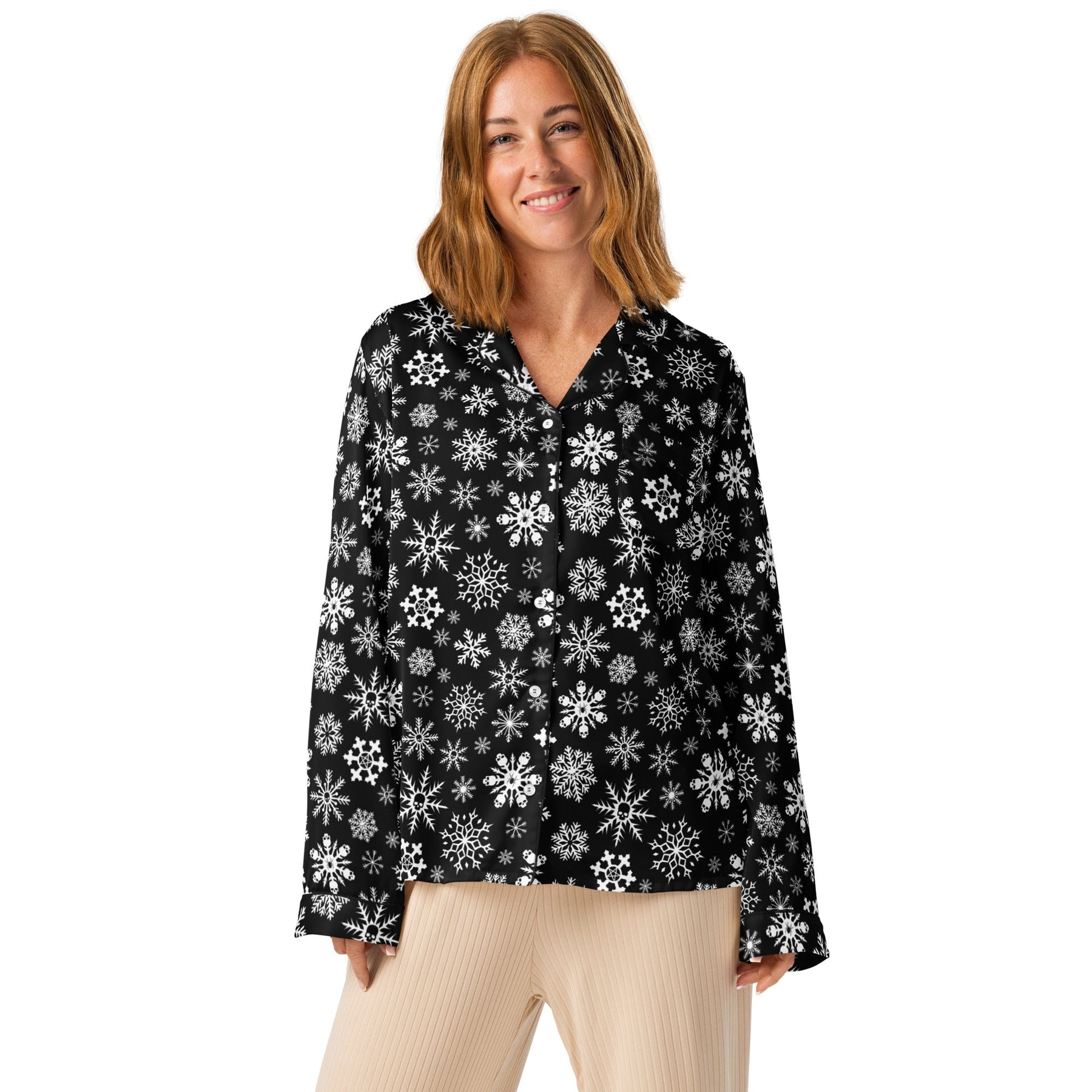 Skulldrift Snow Silky Pajama Top - Goth Cloth Co.1816835_20952