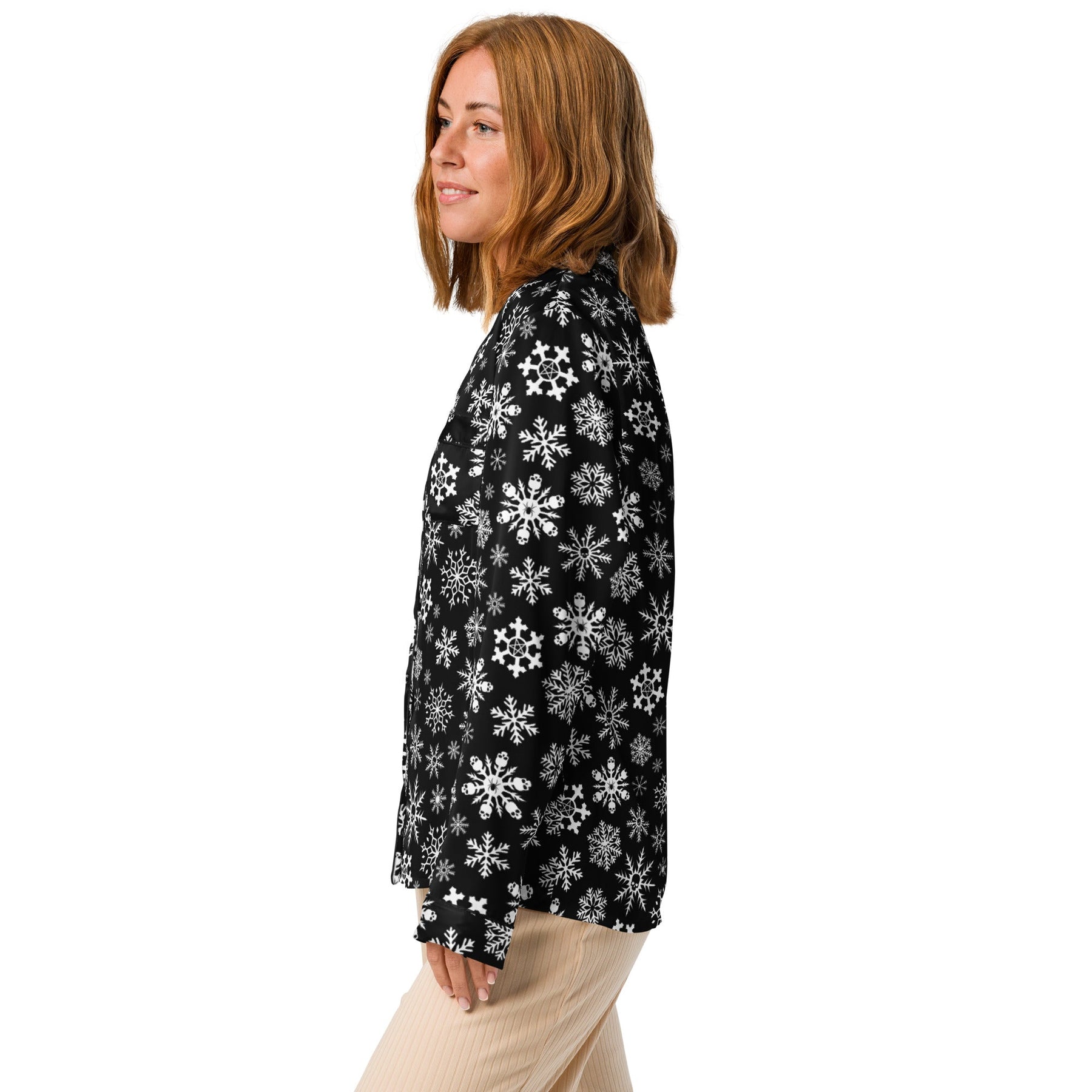 Skulldrift Snow Silky Pajama Top - Goth Cloth Co.1816835_20952