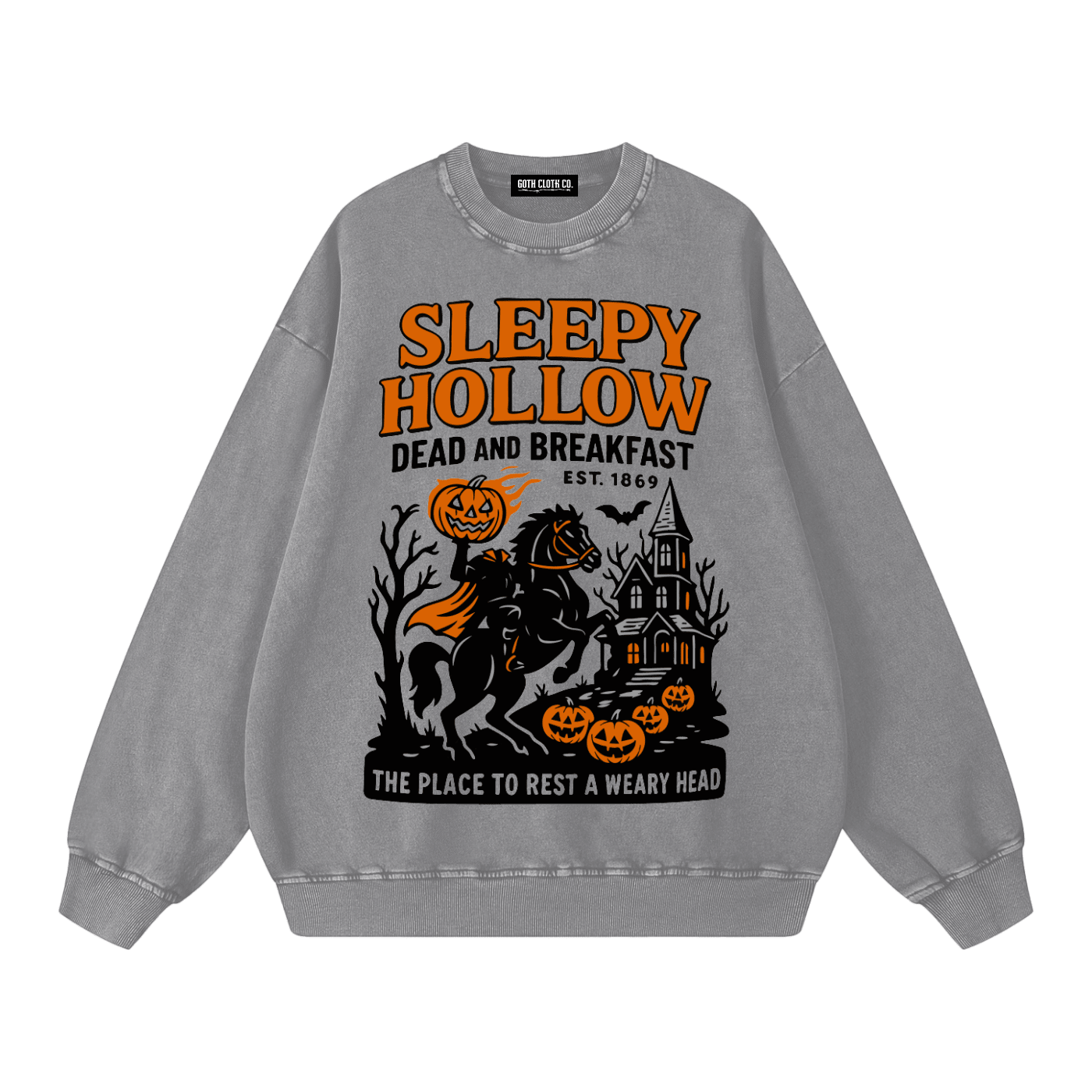 Sleepy Hollow Acid Wash Sweatshirt - Goth Cloth Co.260915PODRA11284006