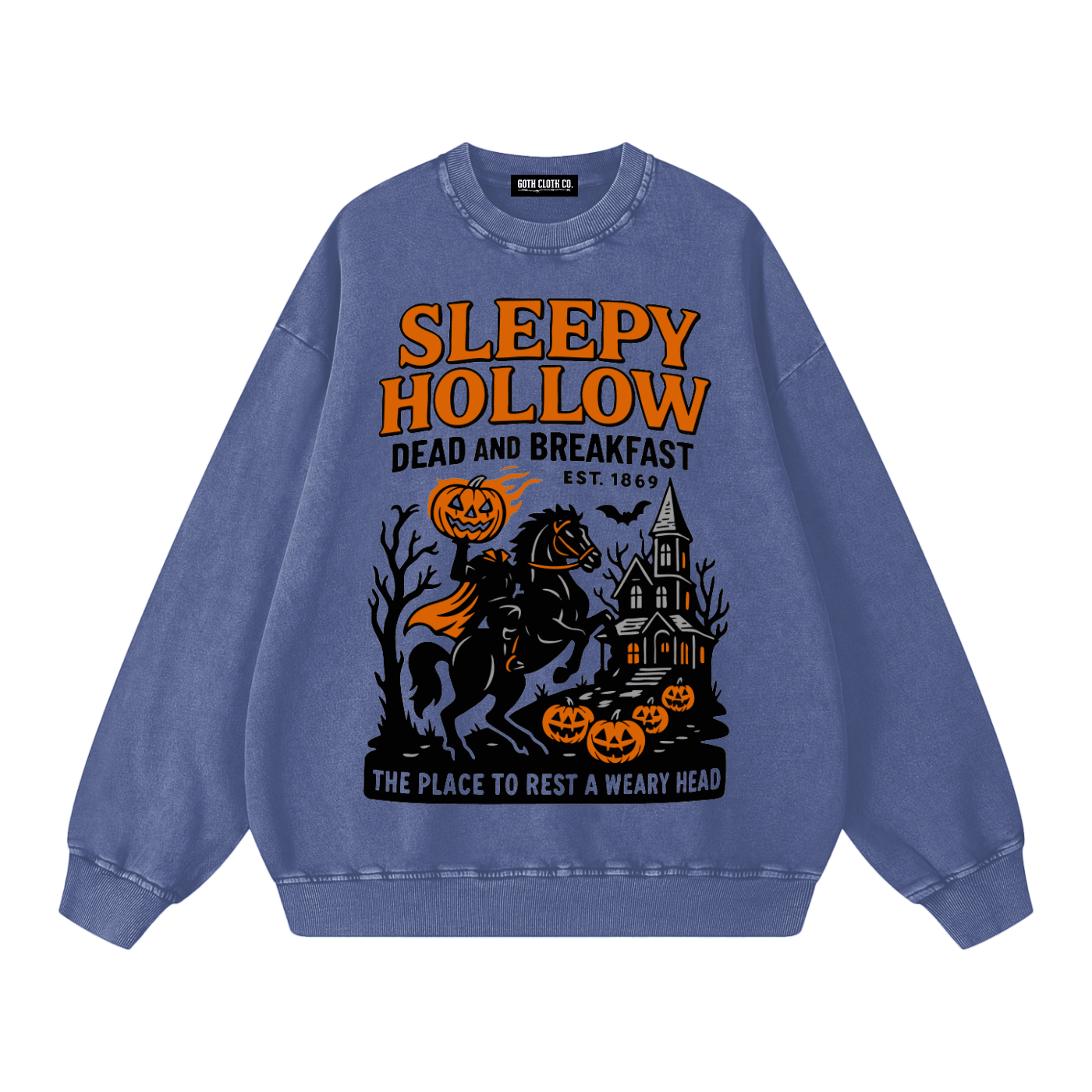 Sleepy Hollow Acid Wash Sweatshirt - Goth Cloth Co.260915PODRA11284011