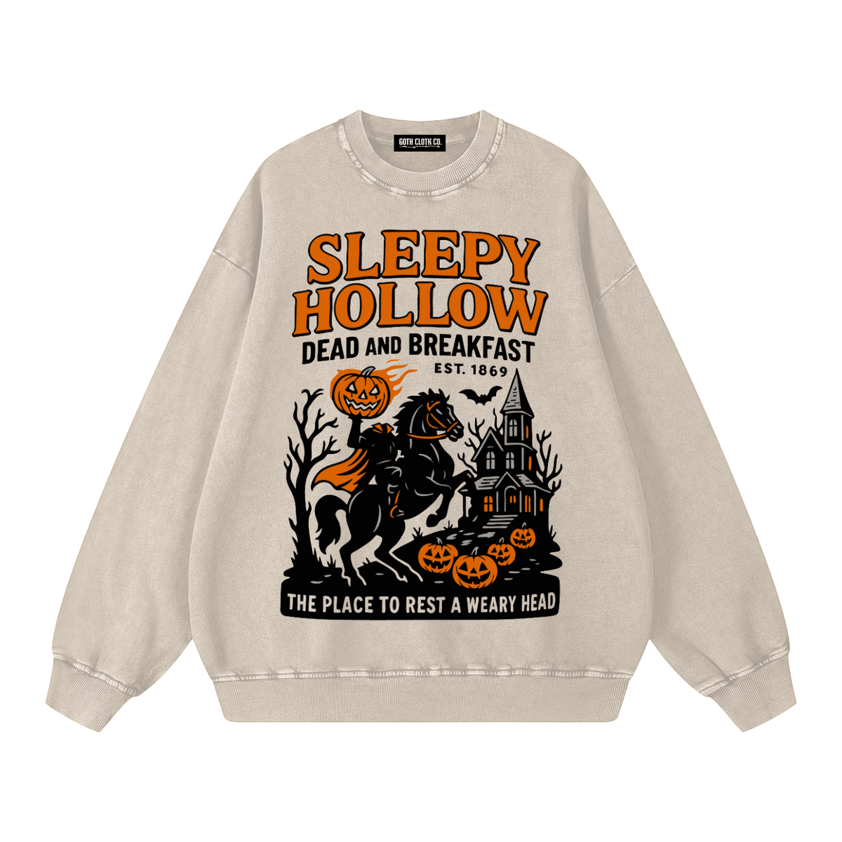 Sleepy Hollow Acid Wash Sweatshirt - Goth Cloth Co.260915PODRA11284016