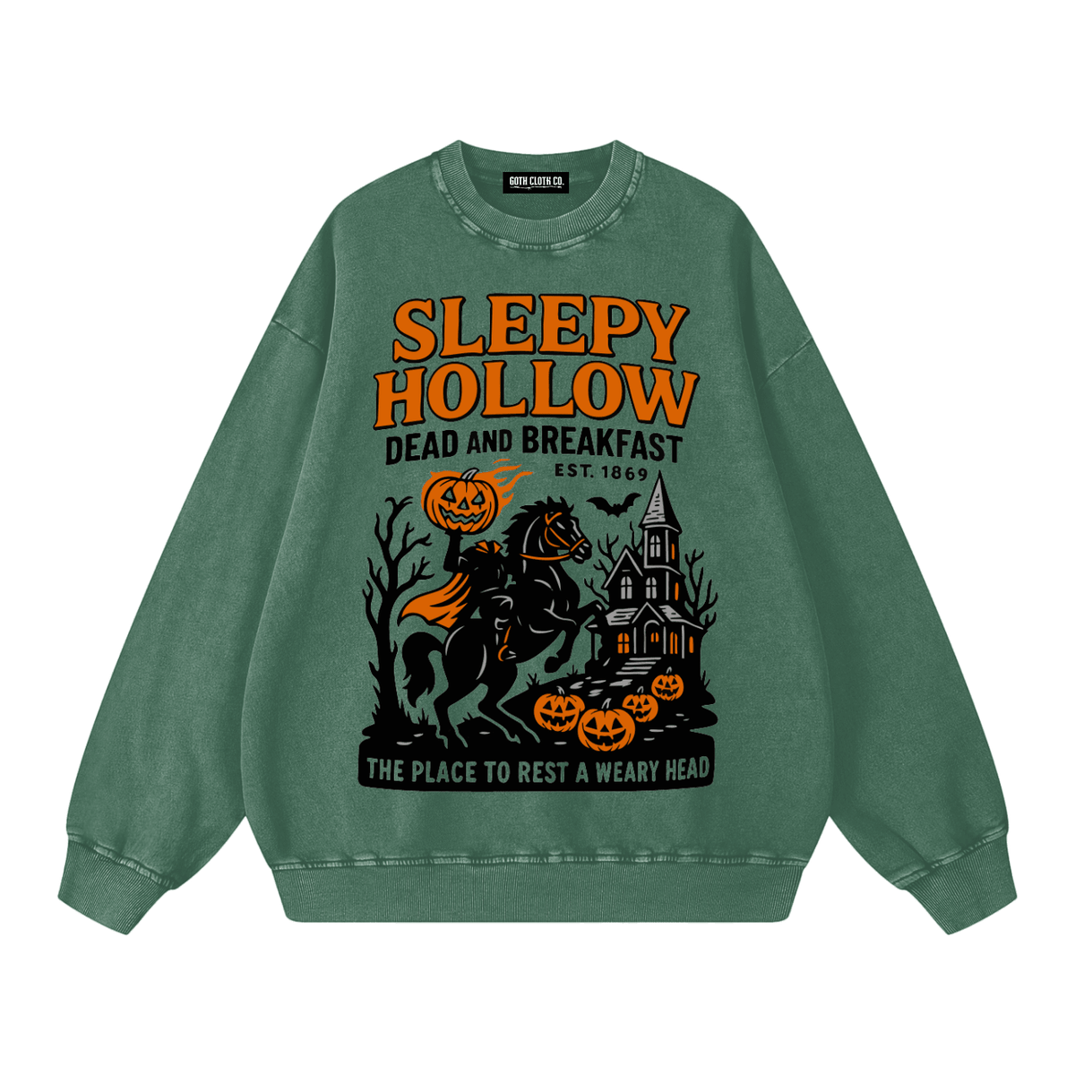 Sleepy Hollow Acid Wash Sweatshirt - Goth Cloth Co.260915PODRA11284021