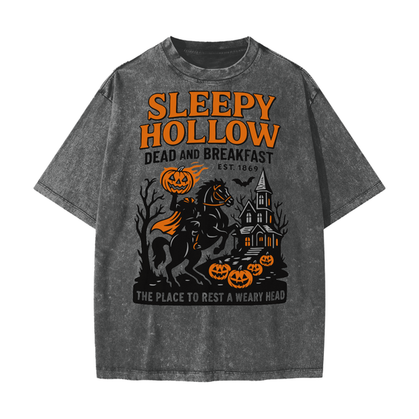 Sleepy Hollow Bed & Breakfast Acid Wash T-Shirt - Goth Cloth Co.250807PODPQ0678031