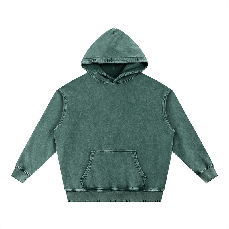 Snow Wash Hand - Frayed Heavyweight Hoodie - Goth Cloth Co.251217PODRA1607001