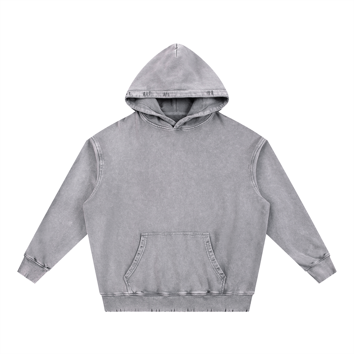 Acid Wash Hand-Frayed Heavyweight Hoodie | Goth Cloth Co