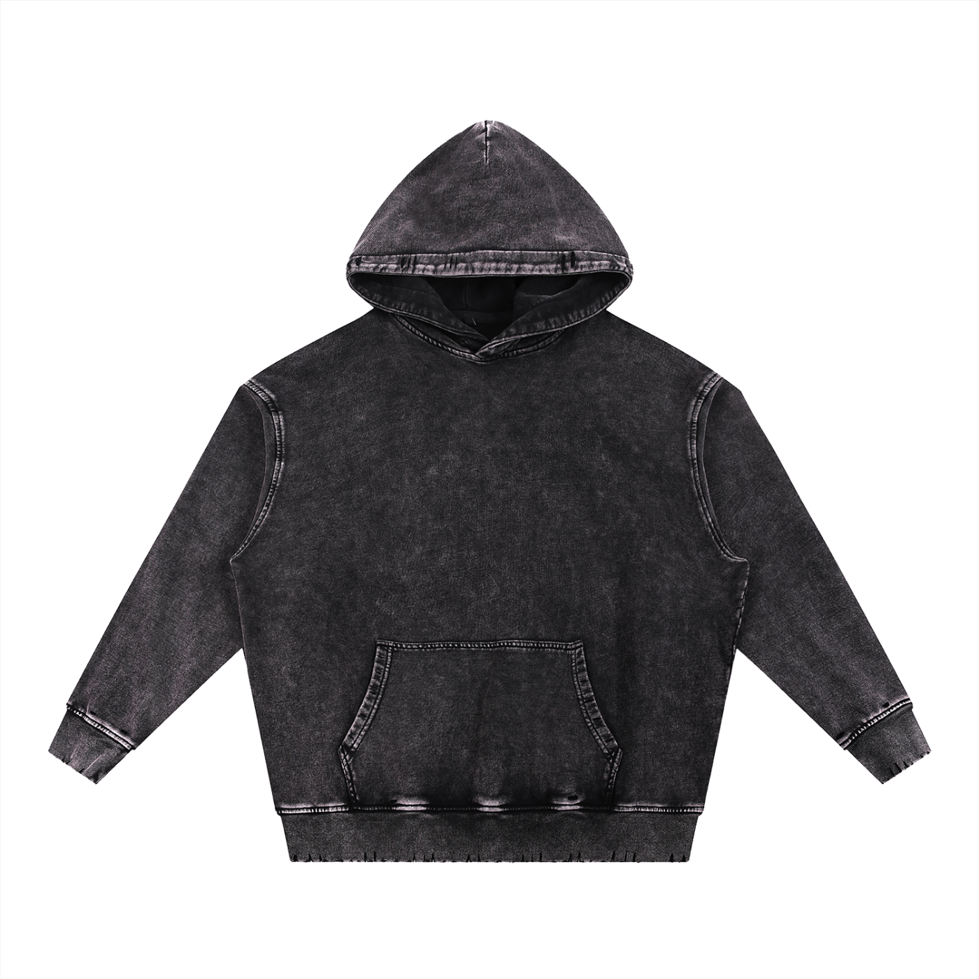 Snow Wash Hand - Frayed Heavyweight Hoodie - Goth Cloth Co.251217PODRA1607011