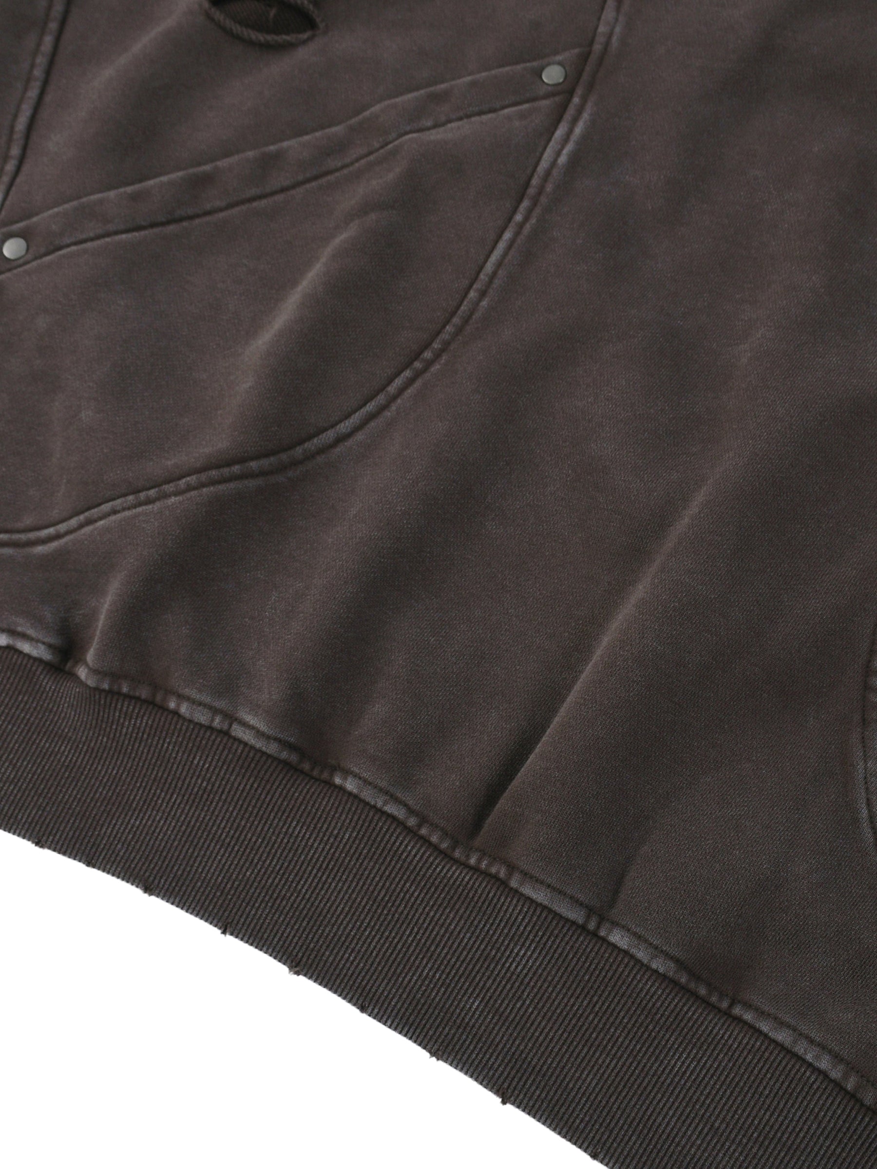 Snow Washed Distressed Panel Pocket Hoodie - Goth Cloth Co.251217PODRB1299016