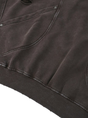Snow Washed Distressed Panel Pocket Hoodie - Goth Cloth Co.251217PODRB1299016