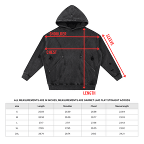 Snow Washed Distressed Panel Pocket Hoodie - Goth Cloth Co.251217PODRB1299016