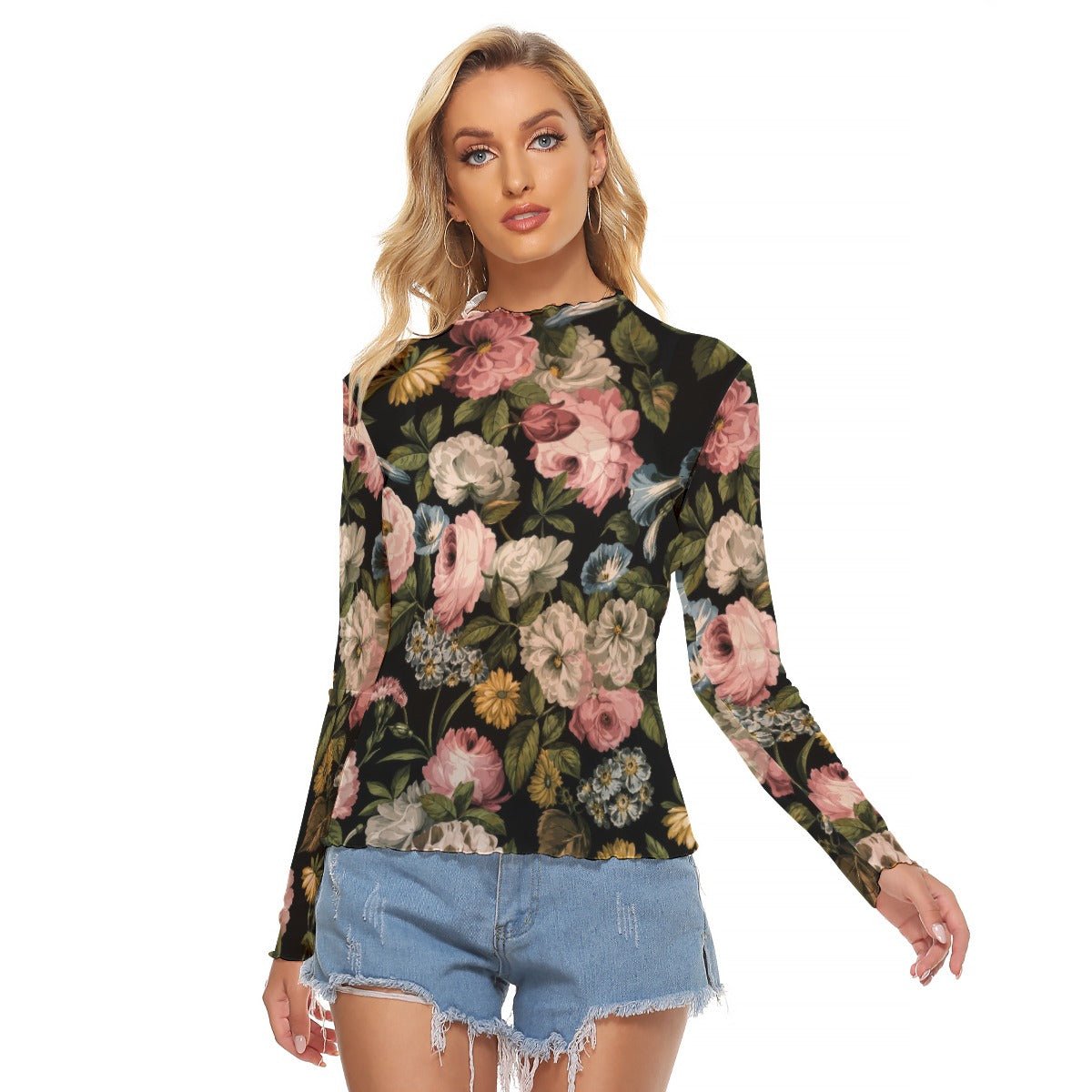 Soft Decay Women's Long Sleeve Mesh Top - Goth Cloth Co.ADS-3WTXWC16-PFCWY-FFFFFF-XS
