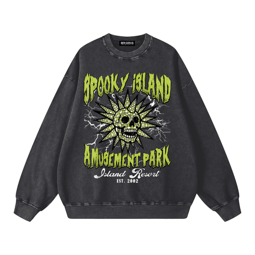 Spooky Island Acid Wash Sweatshirt - Goth Cloth Co.260915PODRA0922001
