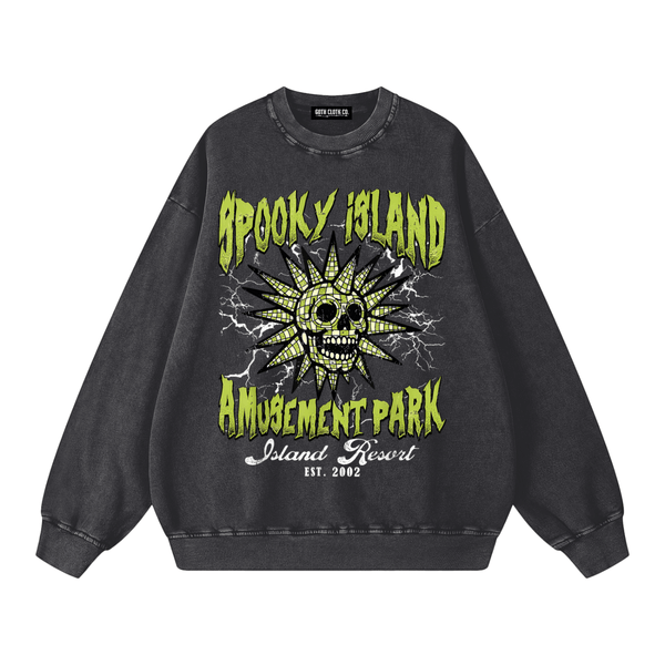 Spooky Island Acid Wash Sweatshirt - Goth Cloth Co.260915PODRA0922001