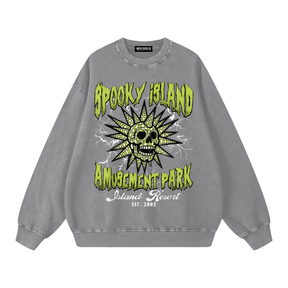 Spooky Island Acid Wash Sweatshirt - Goth Cloth Co.260915PODRA0922006