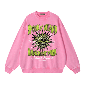 Spooky Island Acid Wash Sweatshirt - Goth Cloth Co.260915PODRA0922011