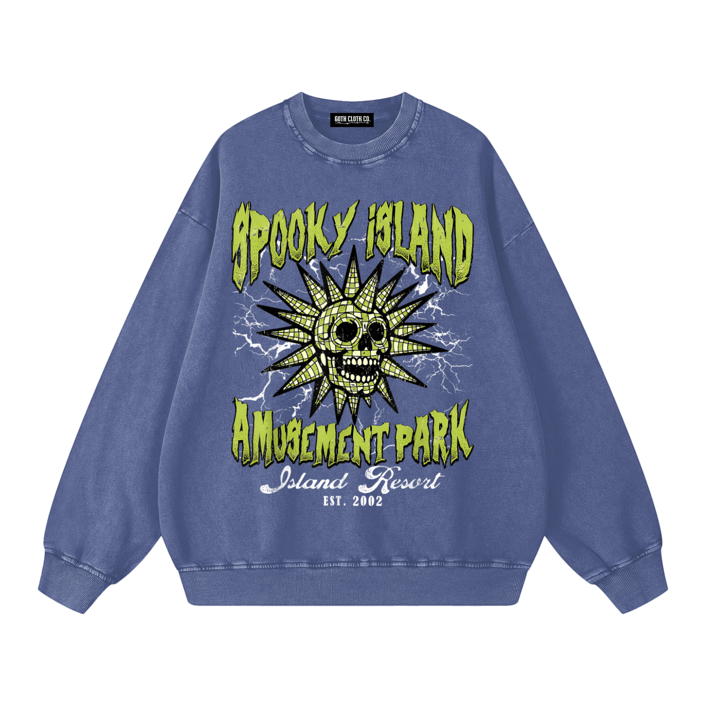 Spooky Island Acid Wash Sweatshirt - Goth Cloth Co.260915PODRA0922016