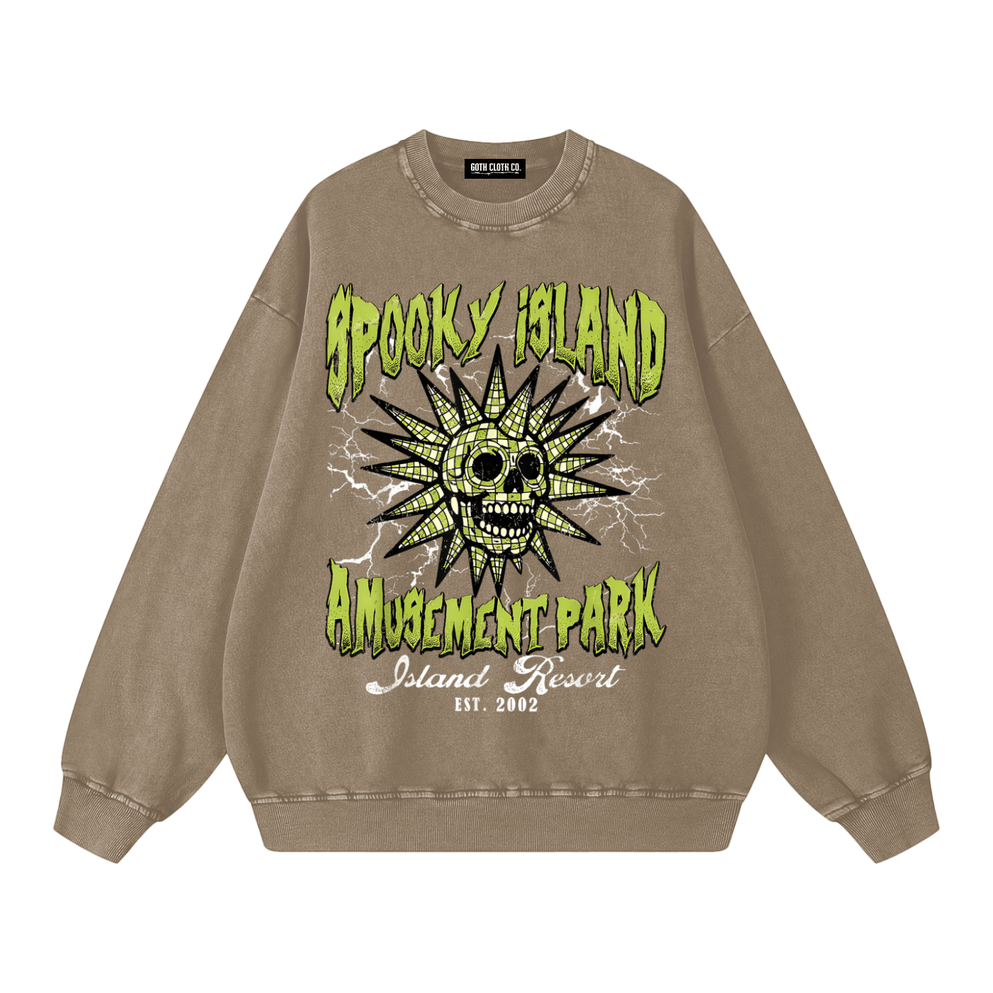 Spooky Island Acid Wash Sweatshirt - Goth Cloth Co.260915PODRA0922021