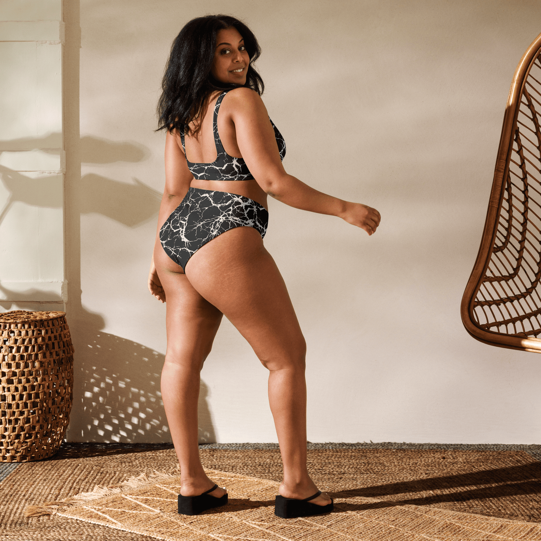 Static Veins High - Waisted Sport Bikini Bottom - Goth Cloth Co.2647551_12042