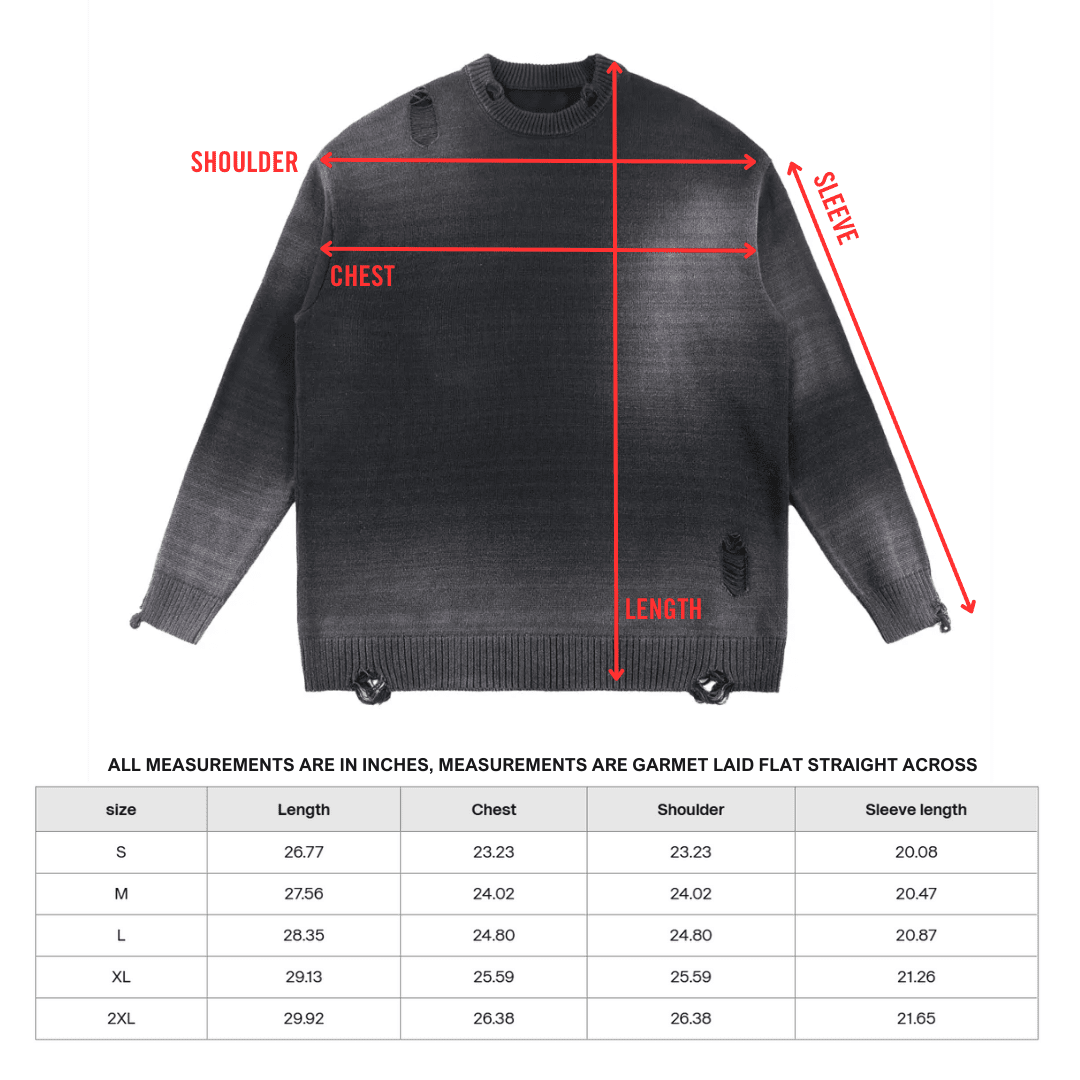 Sun Fade Distressed Crewneck Sweater - Goth Cloth Co.251210PODUU0832011