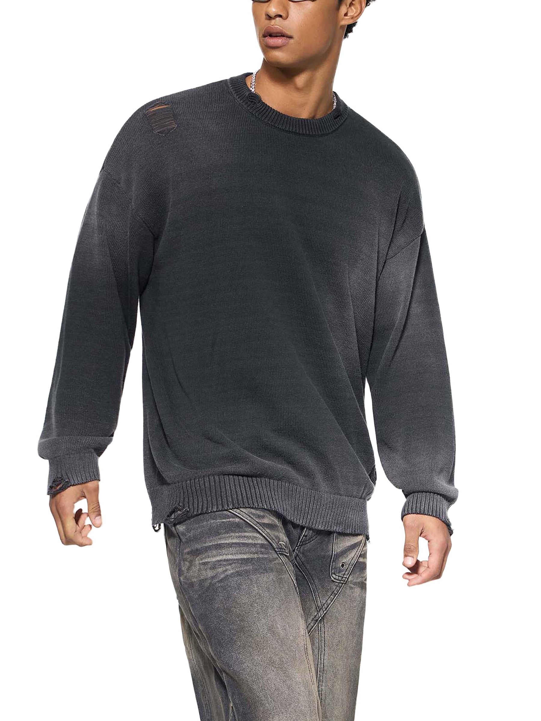 Sun Fade Distressed Crewneck Sweater - Goth Cloth Co.251210PODUU0832011