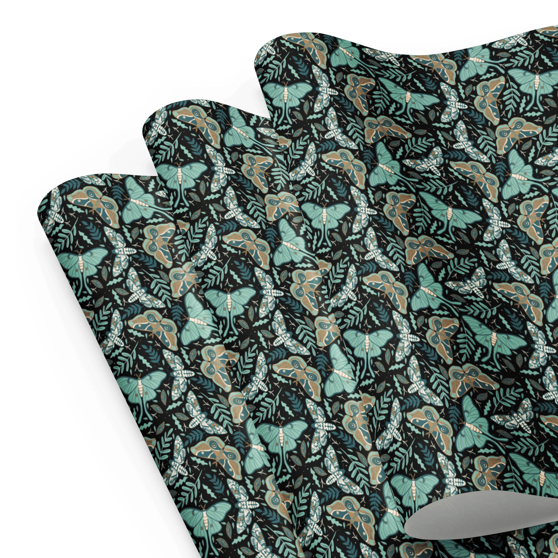 Teal Death Moth Spooky Gift Wrap (3 Sheets) - Goth Cloth Co.8207548_17373