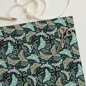 Teal Death Moth Spooky Gift Wrap (3 Sheets) - Goth Cloth Co.8207548_17373