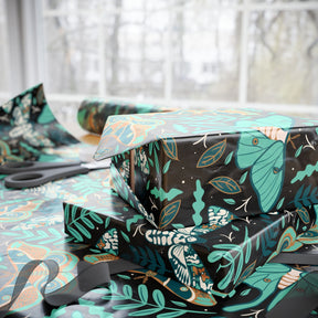 Teal Death Moth Spooky Gift Wrap - Goth Cloth Co.Home Decor14156410968326879203