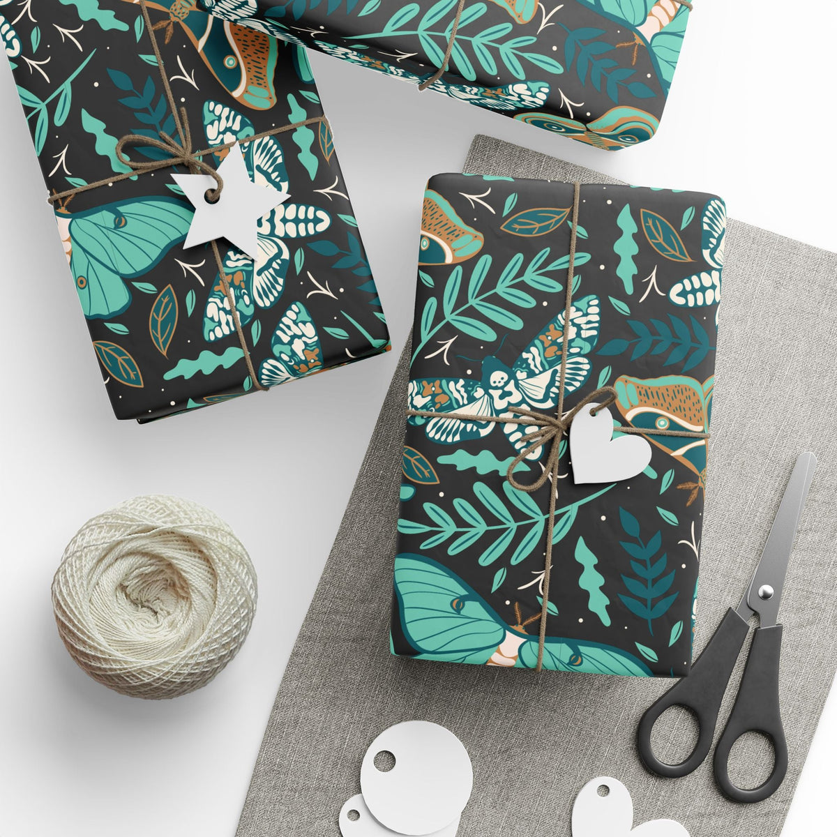 Teal Death Moth Spooky Gift Wrap - Goth Cloth Co.Home Decor14156410968326879203
