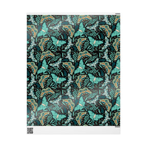 Teal Death Moth Spooky Gift Wrap - Goth Cloth Co.Home Decor88628120235832432217