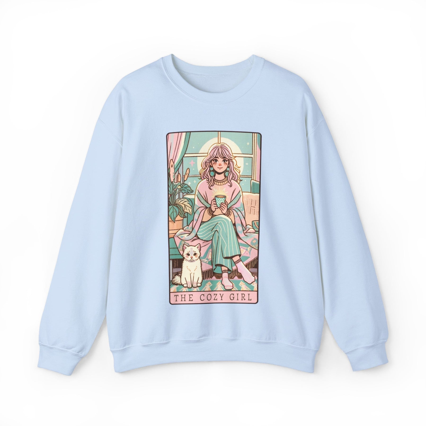 The Cozy Girl Day Tarot Card Heavy Blend™ Crewneck Sweatshirt - Goth Cloth Co.Sweatshirt38931478350361874308
