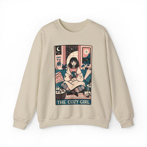 The Cozy Girl Night Tarot Card Heavy Blend Crewneck Sweatshirt - Goth Cloth Co.Sweatshirt14759388753607994506