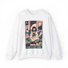 The Cozy Girl Night Tarot Card Heavy Blend Crewneck Sweatshirt - Goth Cloth Co.Sweatshirt25031157943646899251