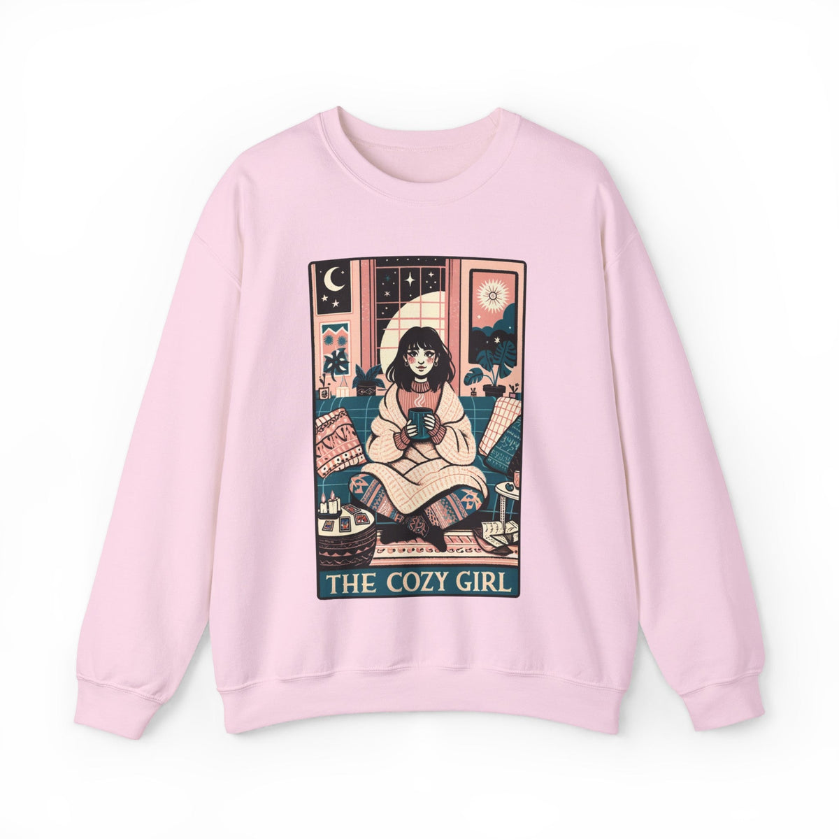 The Cozy Girl Night Tarot Card Heavy Blend Crewneck Sweatshirt - Goth Cloth Co.Sweatshirt29626120042816434918