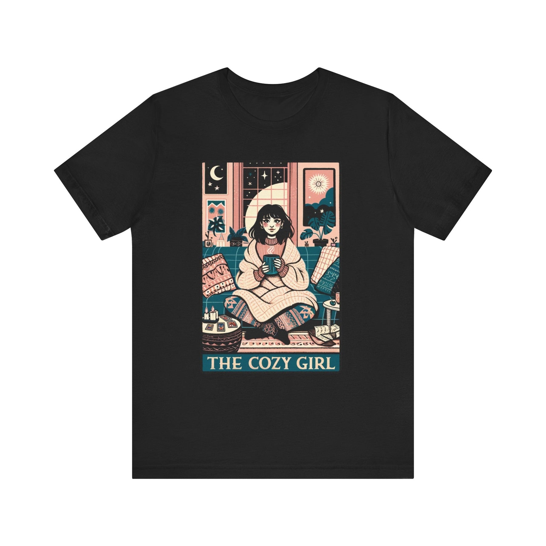 The Cozy Girl Night Tarot Card Short Sleeve Tee - Goth Cloth Co.T - Shirt21210570242916060301
