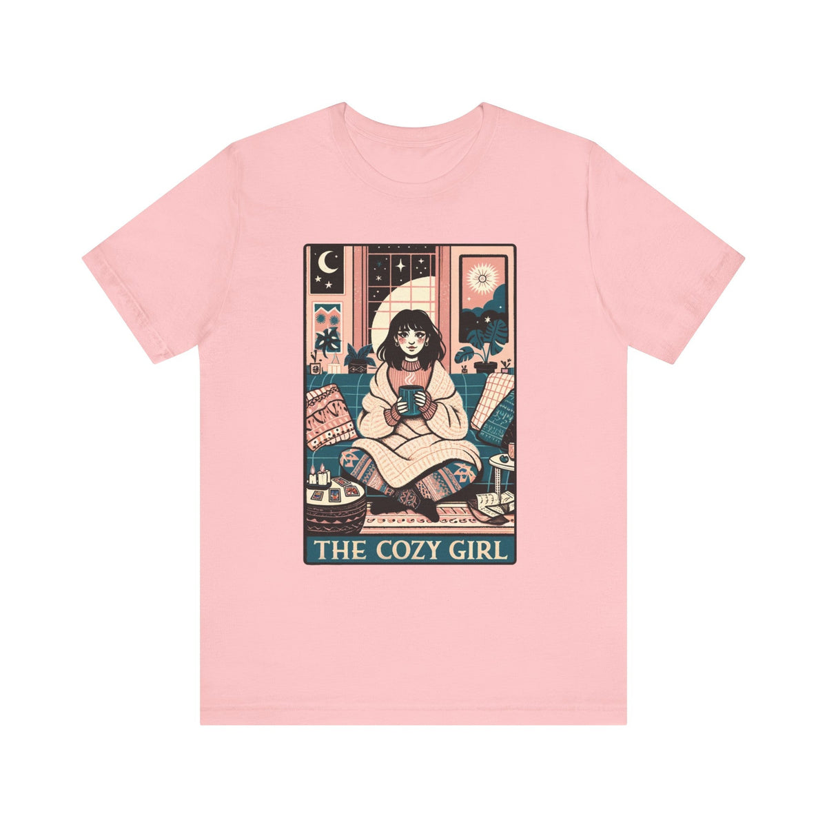 The Cozy Girl Night Tarot Card Short Sleeve Tee - Goth Cloth Co.T - Shirt24491499194330553280