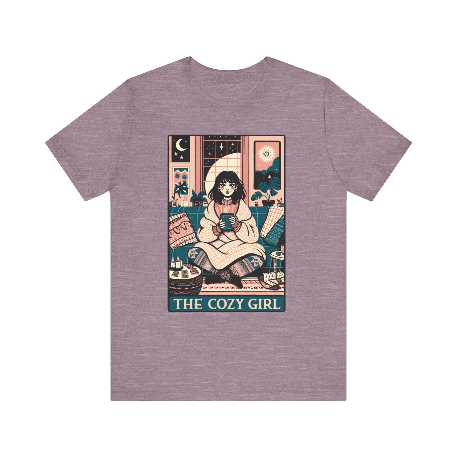 The Cozy Girl Night Tarot Card Short Sleeve Tee - Goth Cloth Co.T - Shirt28751217595286263592