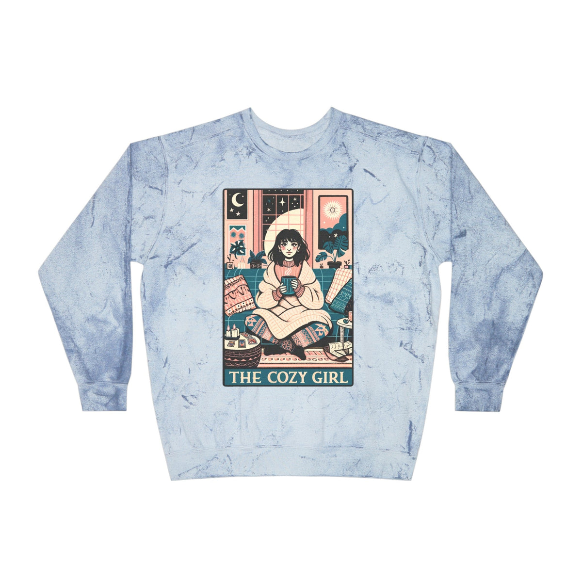 The Cozy Girl Tarot Card Color Blast Crewneck Sweatshirt - Goth Cloth Co.Sweatshirt22331213405806165490