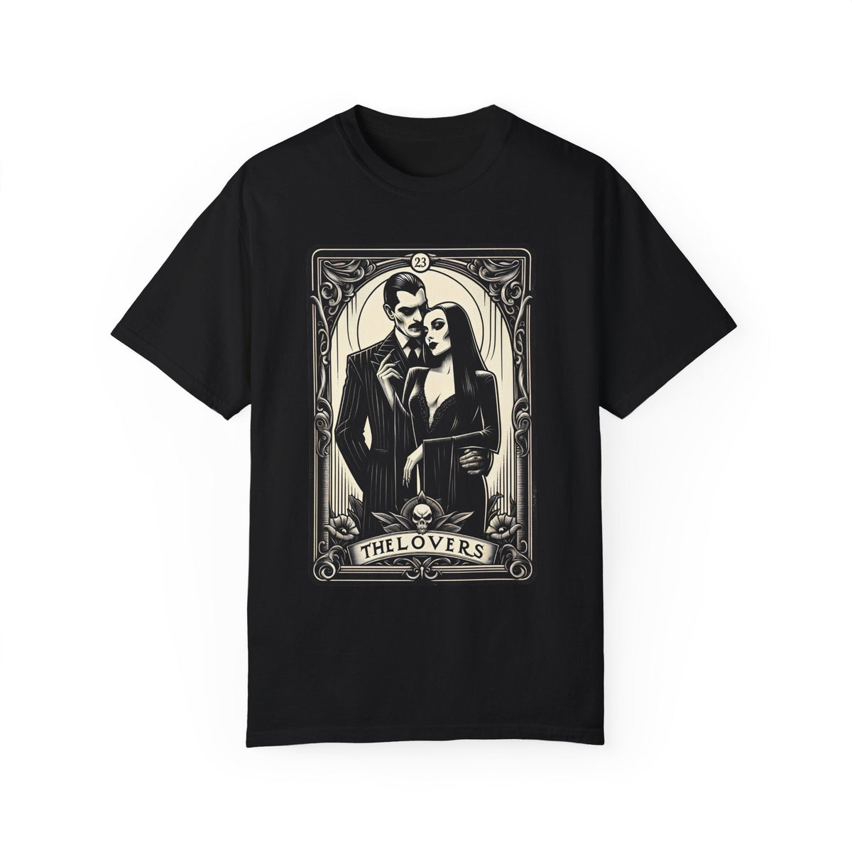 The Lovers Morticia & Gomez Tarot Card Comfy Tee - Goth Cloth Co.T-Shirt11306448647586867278