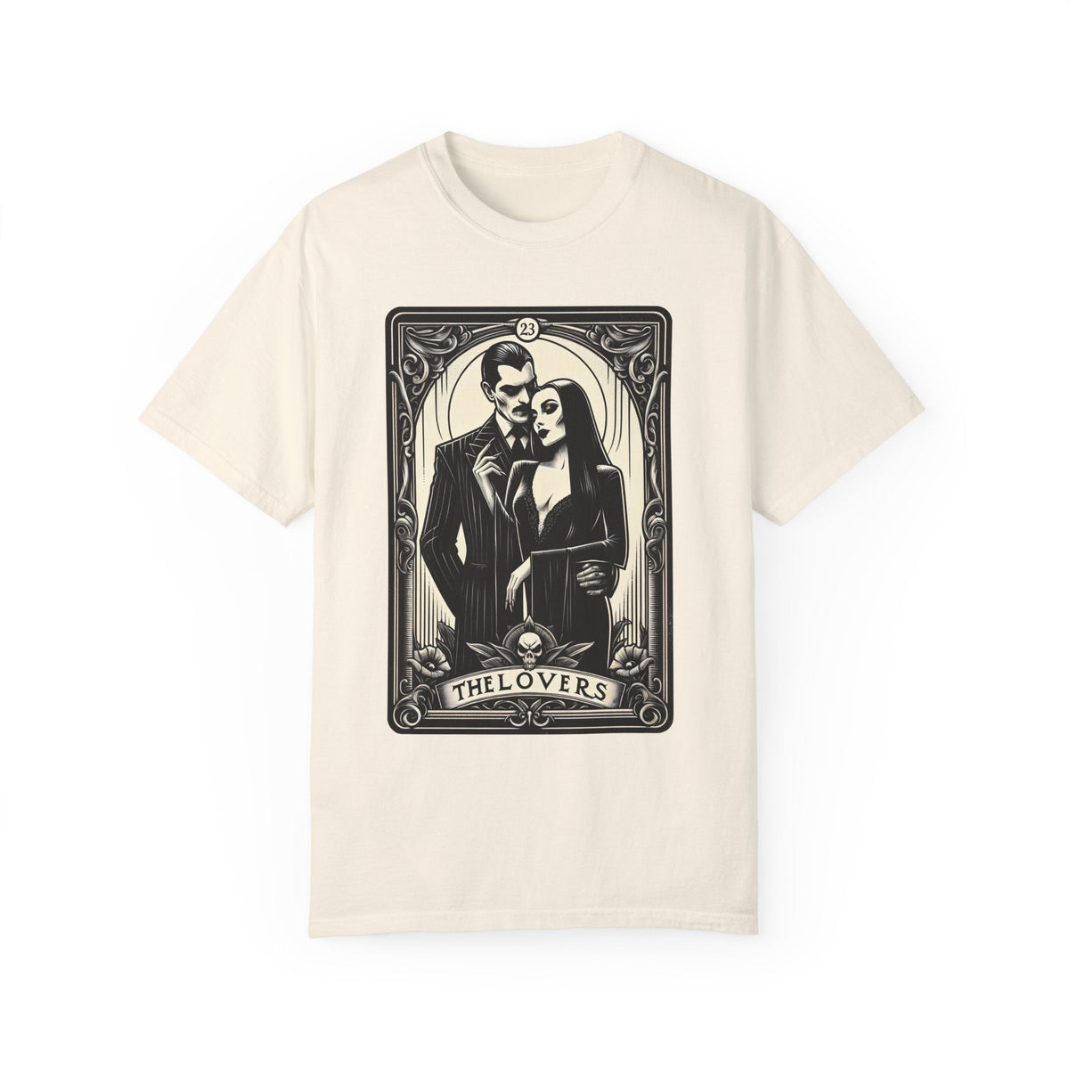 The Lovers Morticia & Gomez Tarot Card Comfy Tee - Goth Cloth Co.T-Shirt69295043137962486609